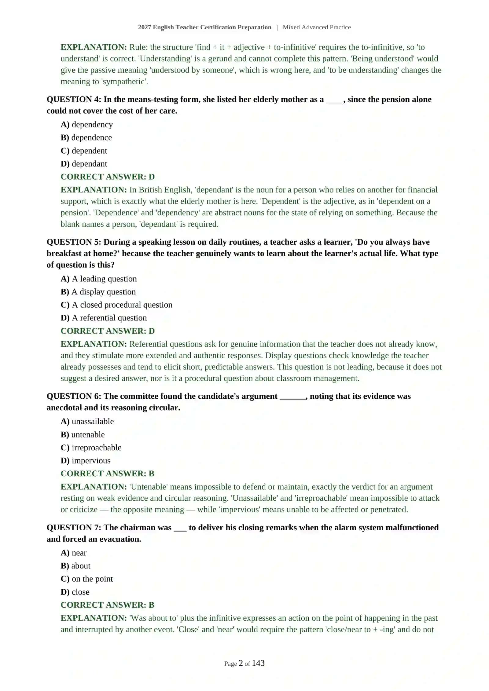 2027 English Teacher Certification Preparation | Mixed Advanced Practice 3