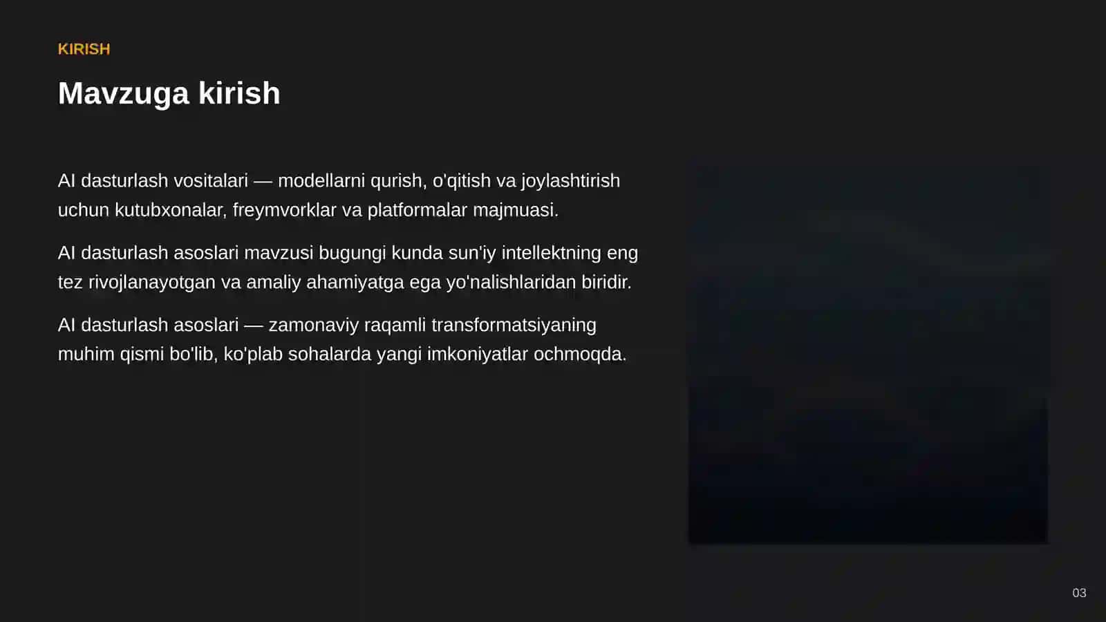 SUN'IY INTELLEKT • AI DASTURLASH VOSITALARI 3