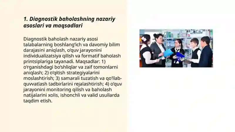 Diagnostik baholashning nazariy asoslari va maqsadlari 3