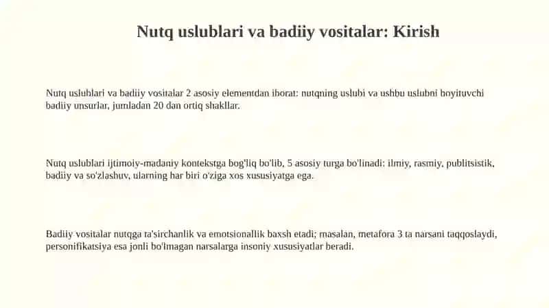 Nutq uslublari va badiiy vositalar 3