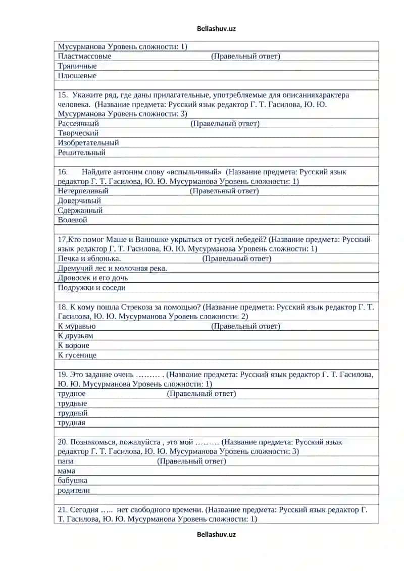 Тесты Русский язык 6 класс – I четверть 3