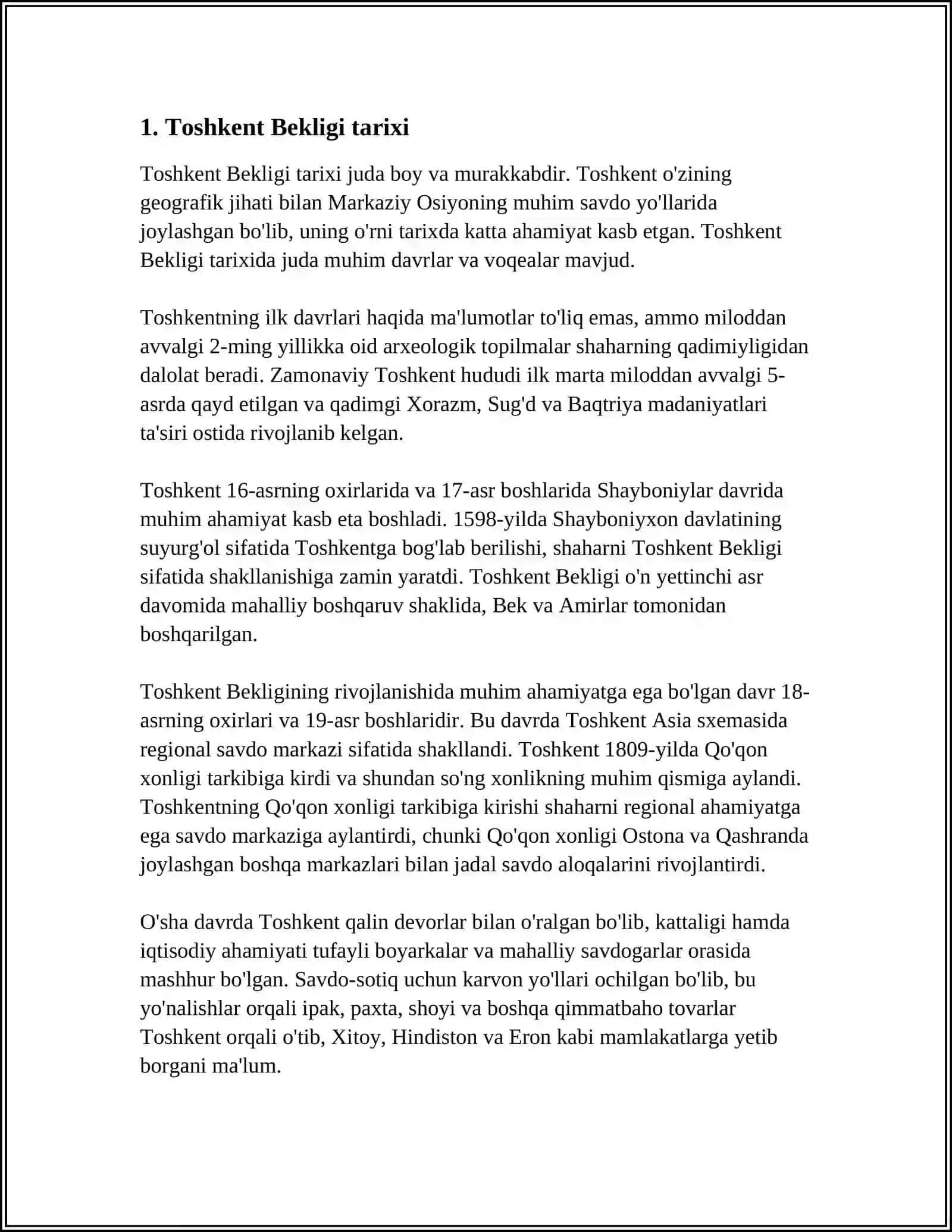 TOSHKENT BEKLIGI 3