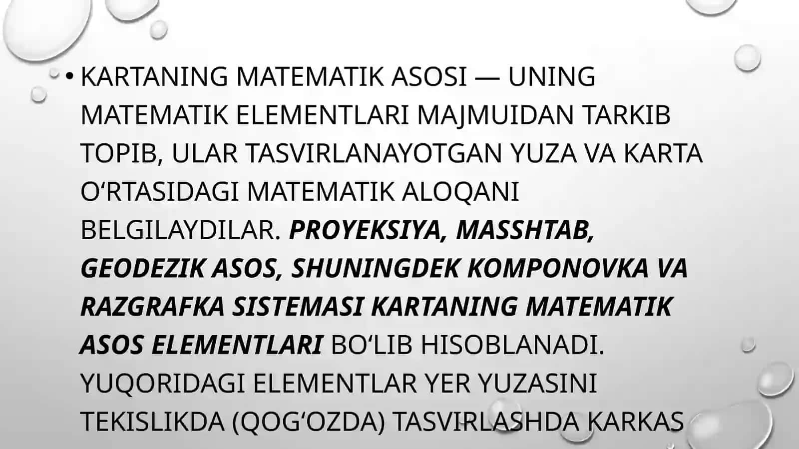 Kartalarni geodezik va matematik asoslarini loyixalash 3