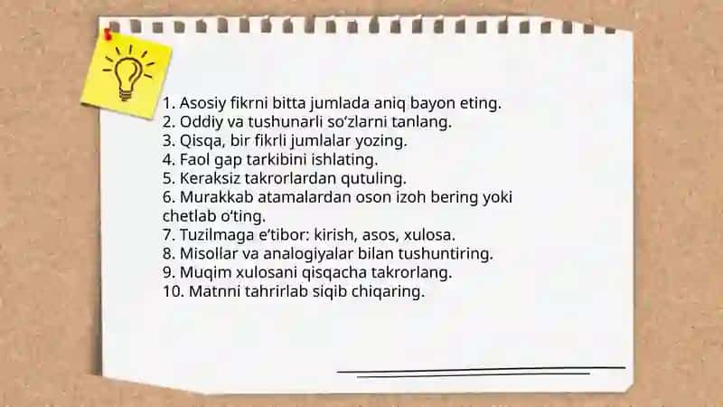 Fikrlarni tushunarli va samarali ifodalash mashgʻuloti 3