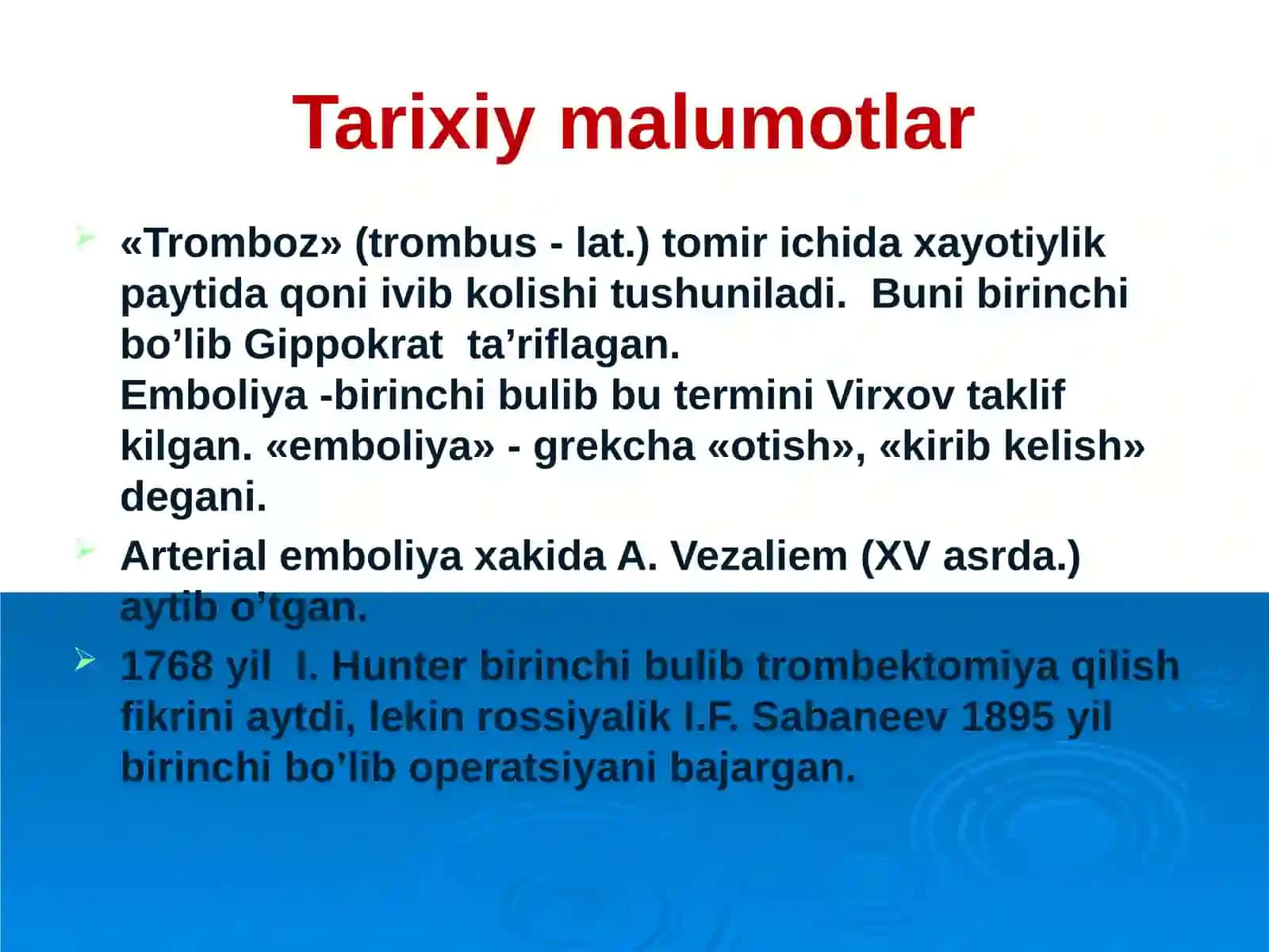 O‘tkir arterial trombozva emboliyalar 3