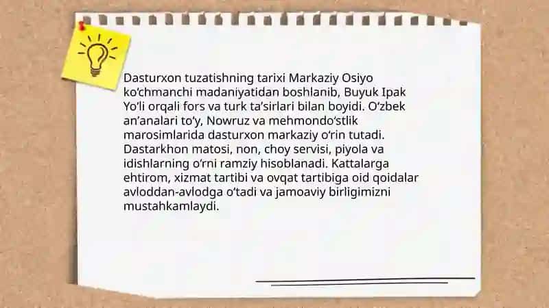 Dasturxon tuzatish san'ati 3