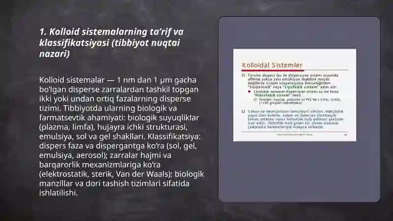 Kolloid sistemalar, tibbiyotdagi ahamiyati 3