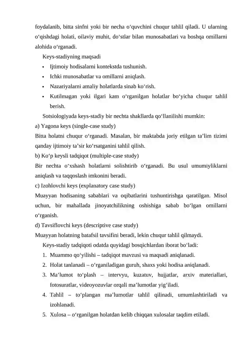 Sotsiologik tadqiqotlarda keys -stadiy (case-study 3