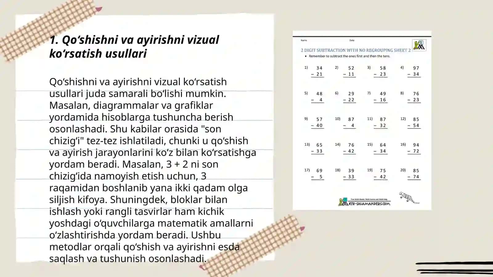 Qo'shish va ayirishni vizual ko'rsatish usullari 3