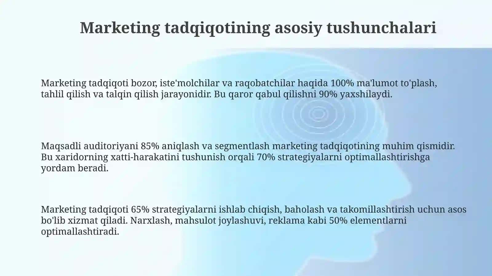 marketing tadqiqotlari. Prinsiplar. marketing tadqiqotlarini o'tkazish 3