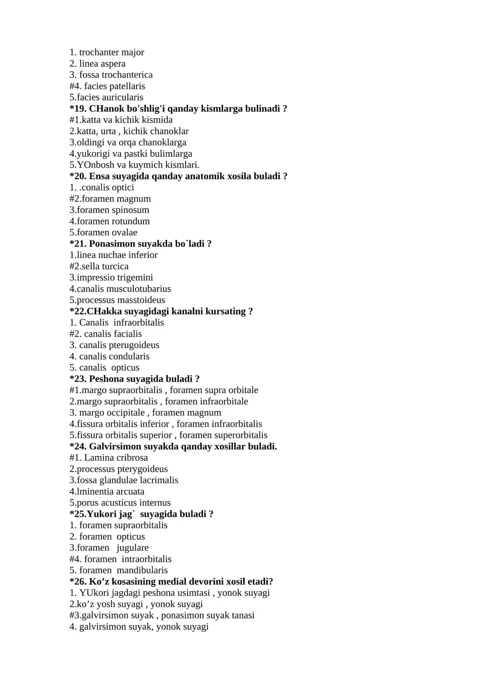 Odam anatomiasi fanidan test savollari 3