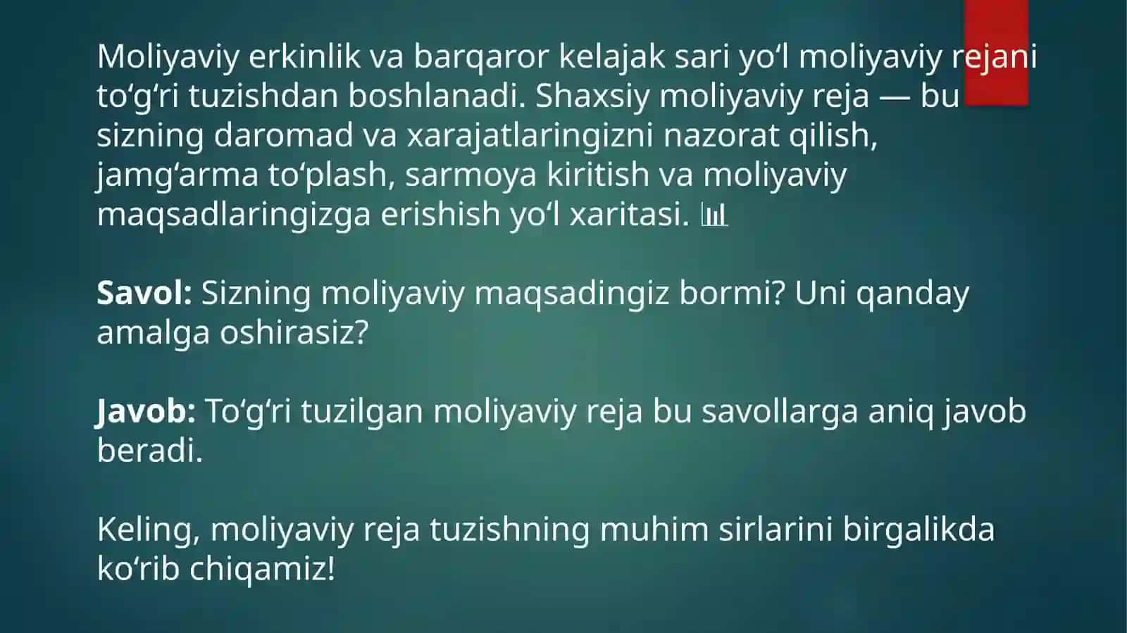 Shaxsiy moliyaviy rejani tuzish 3