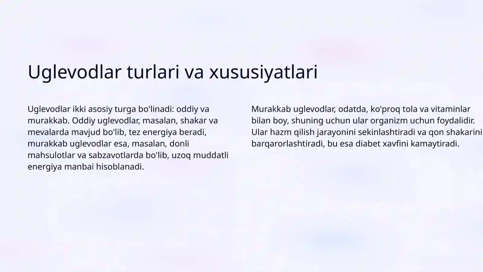 Uglevodlar turlari va xususiyatlari 3