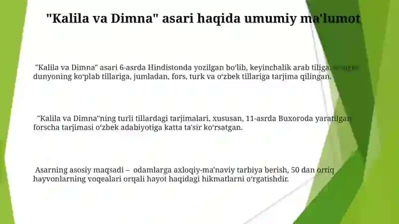 Kalila va Dimna asari tahlili 3