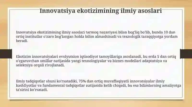 Innovatsiya Ekotizimining Ilmiy Asoslari 3