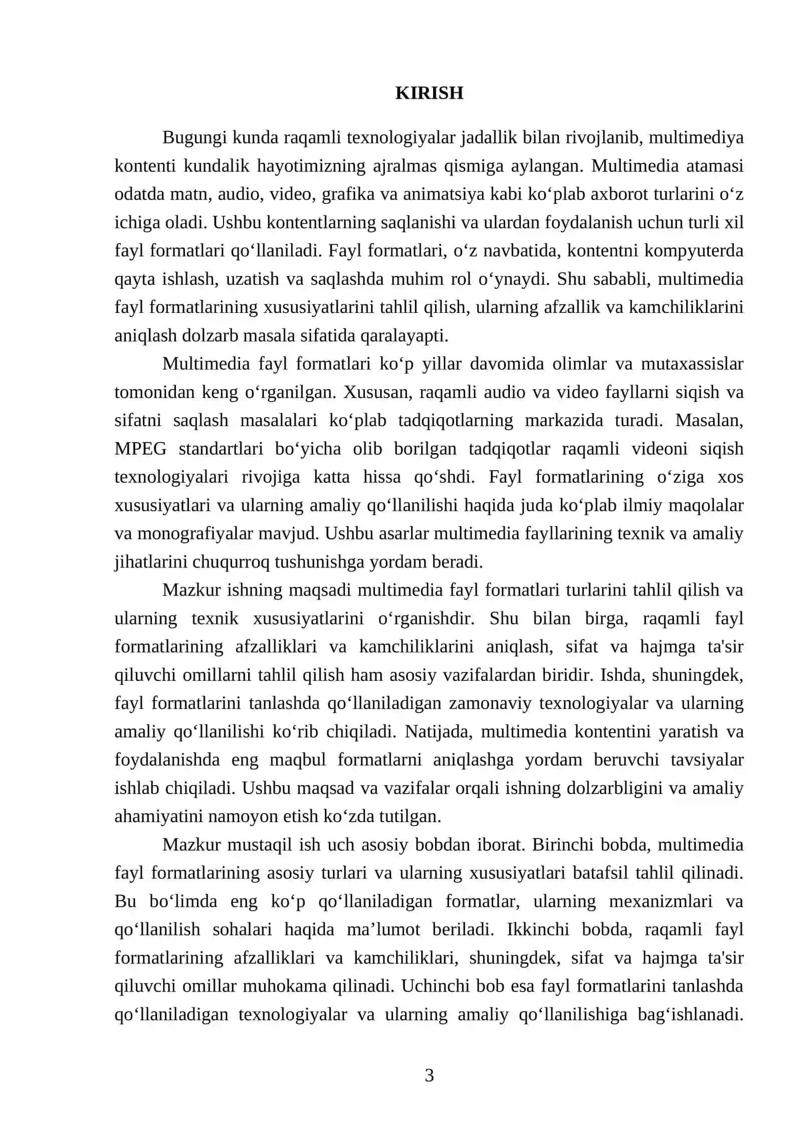 Multimediada foydalaniladidan fayl formatlari tahlili 3