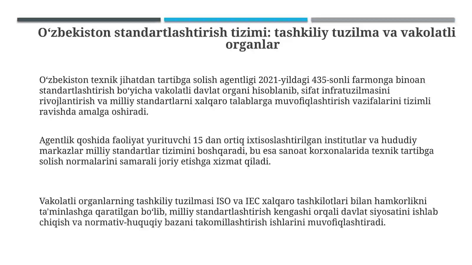 O‘zbekiston Respublikasida standartlashtirish xizmati 3
