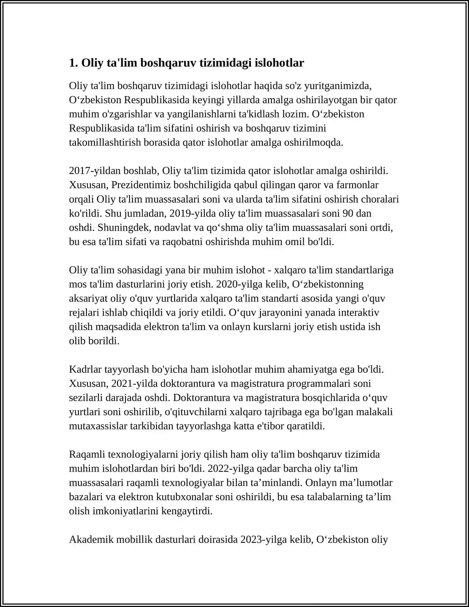 OLIY TALIM TIZIMIDAGI O’ZGARISHLAR ISLOHOTLAR 3