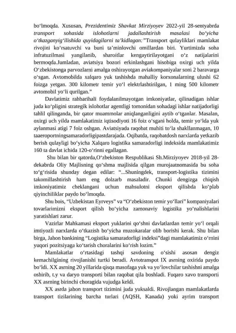 TRANSPORT, AXBOROT KOMMUNIKATSIYA INFRATUZILMASINING MINTAQAVIY RIVOJLANISH XUSUSIYATLARI 3