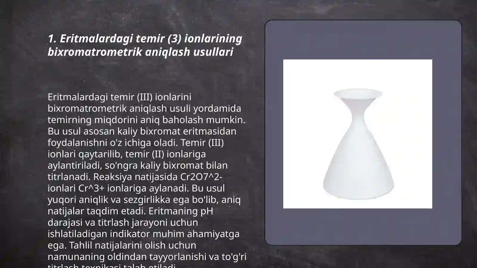 Eritmalardagi temir (3) ionlarining bixromatrometrik aniqlash 3
