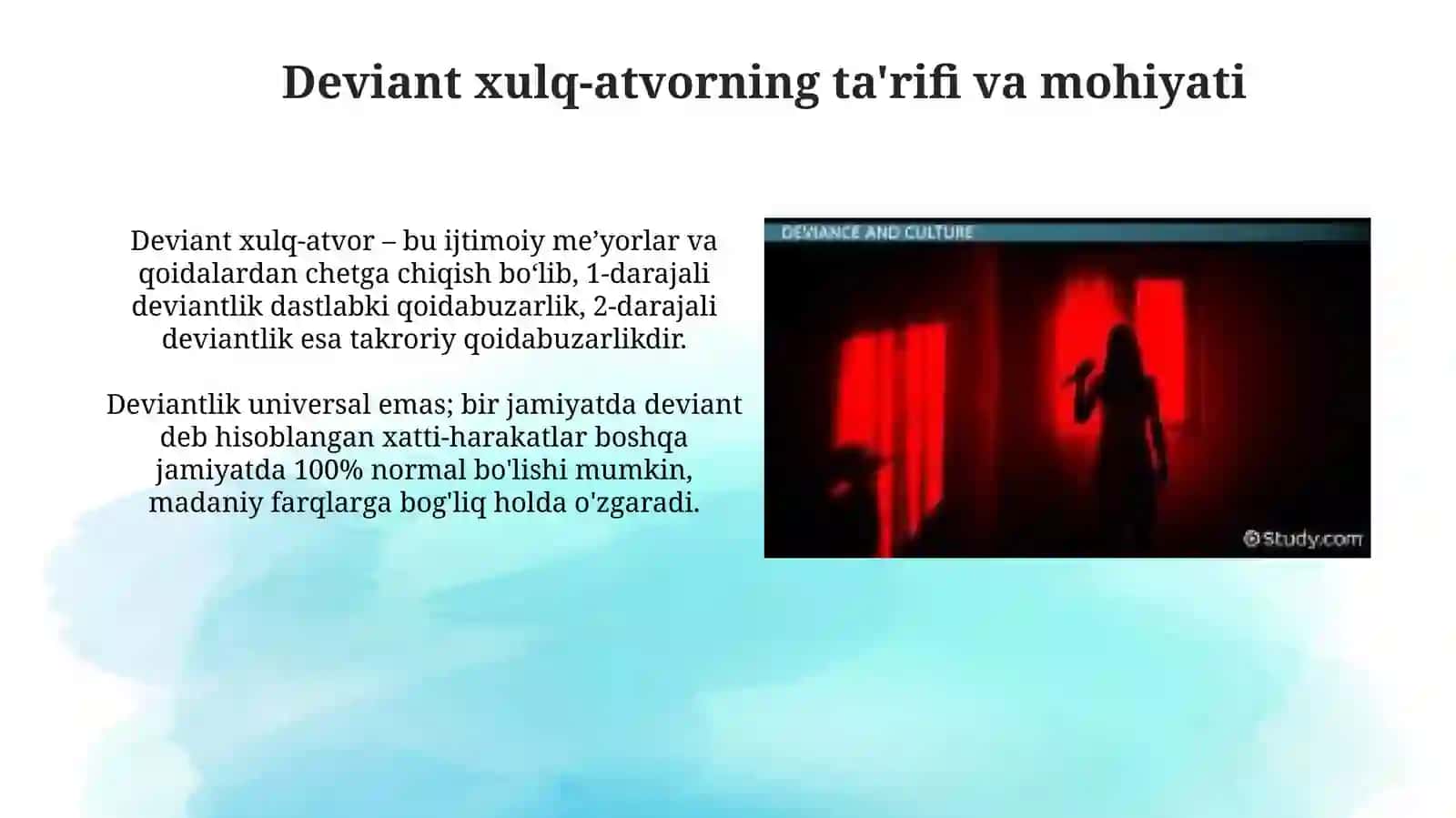 Deviant xulq-atvorning mohiyati va tushunchasi 3