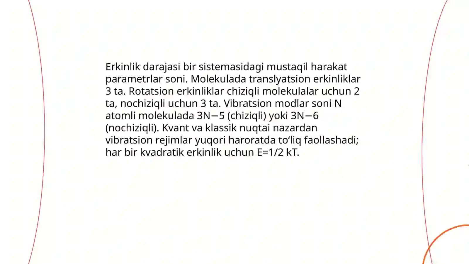 Erkinlik darajasi bo‘yicha energiya taqsimoti 3