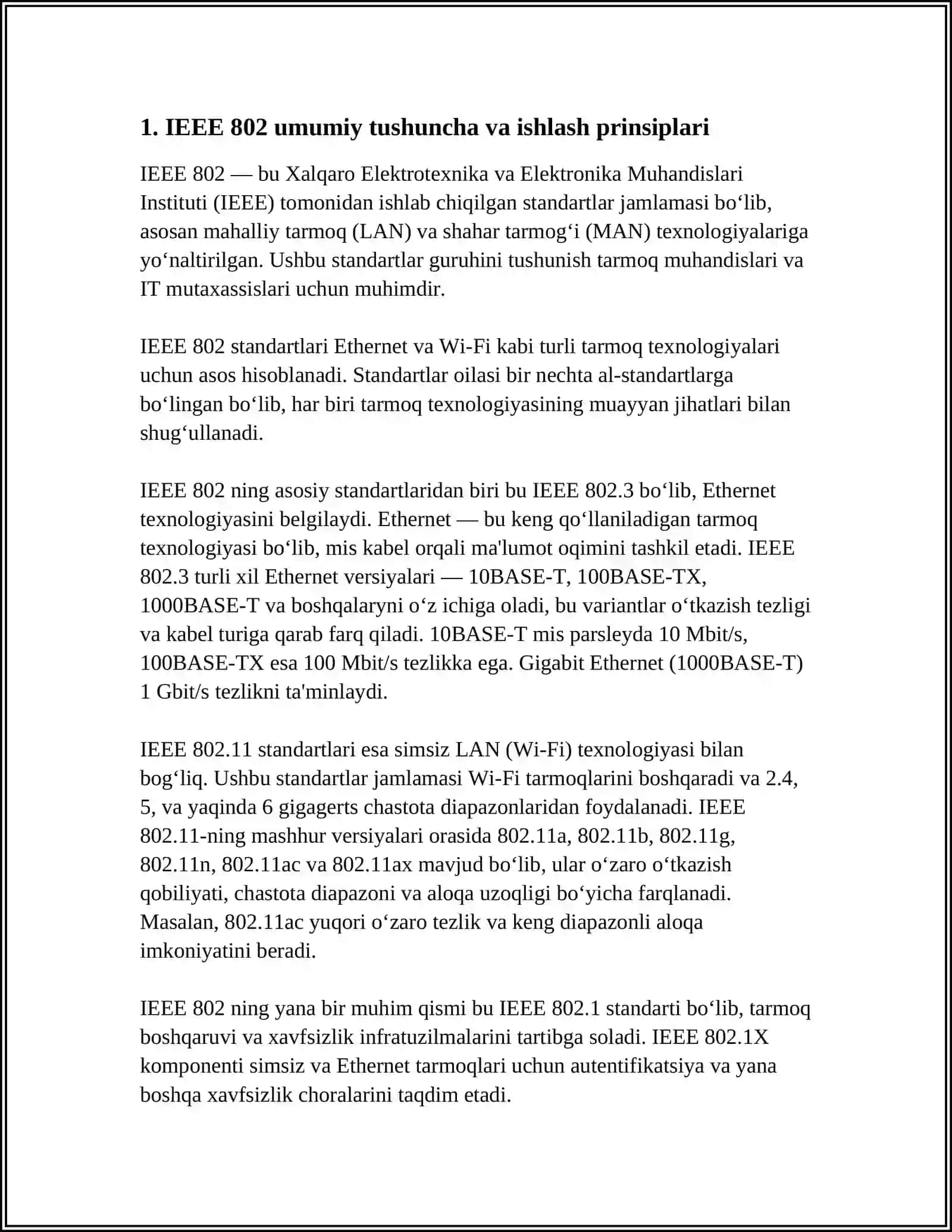 IEEE 802 (IEEE 802.3, 802.11, 802.15, 802.16) STANDARTLARI 3