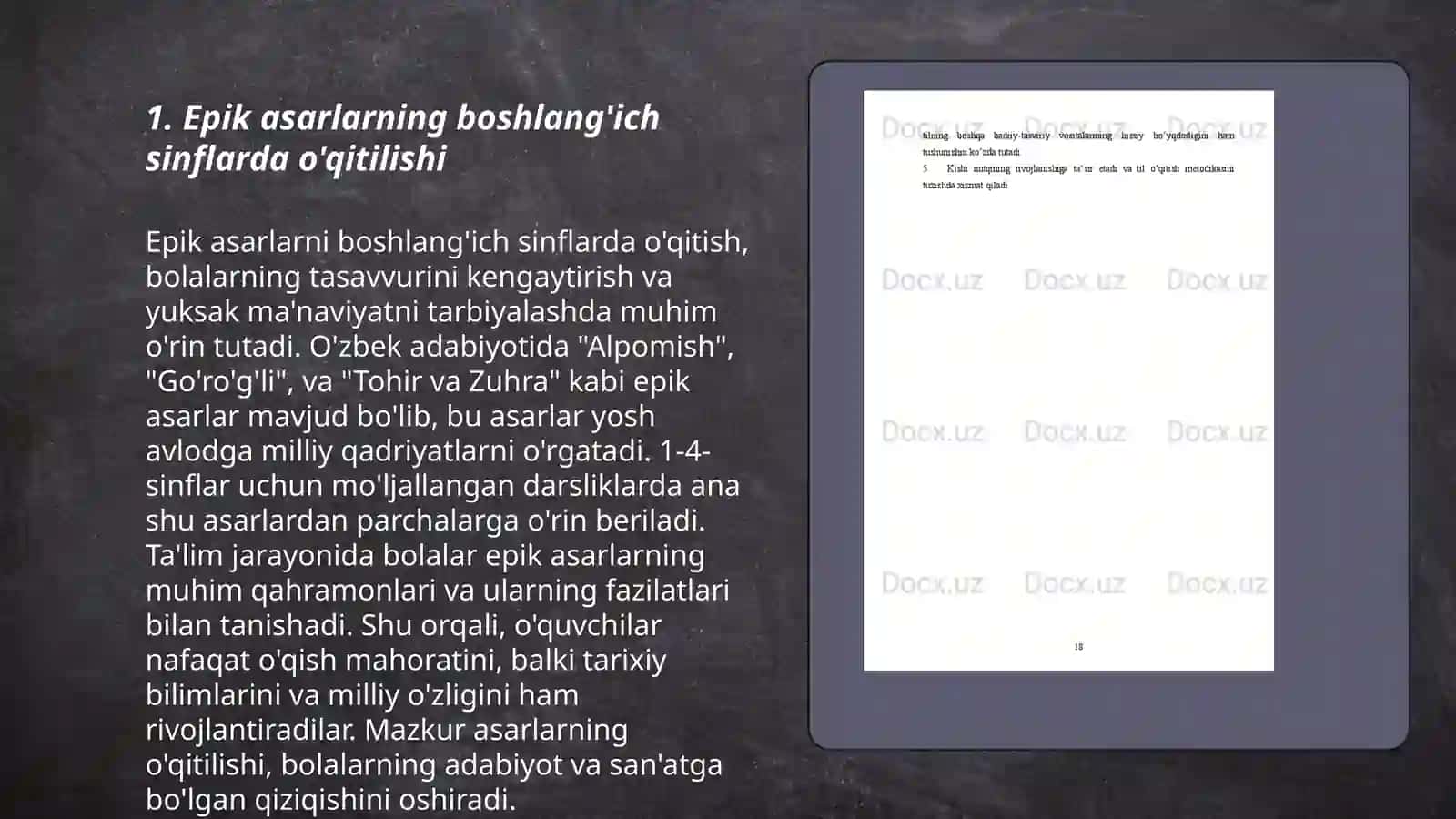 Boshlang'ich sinfda epik asarlar ustida ishlash 3