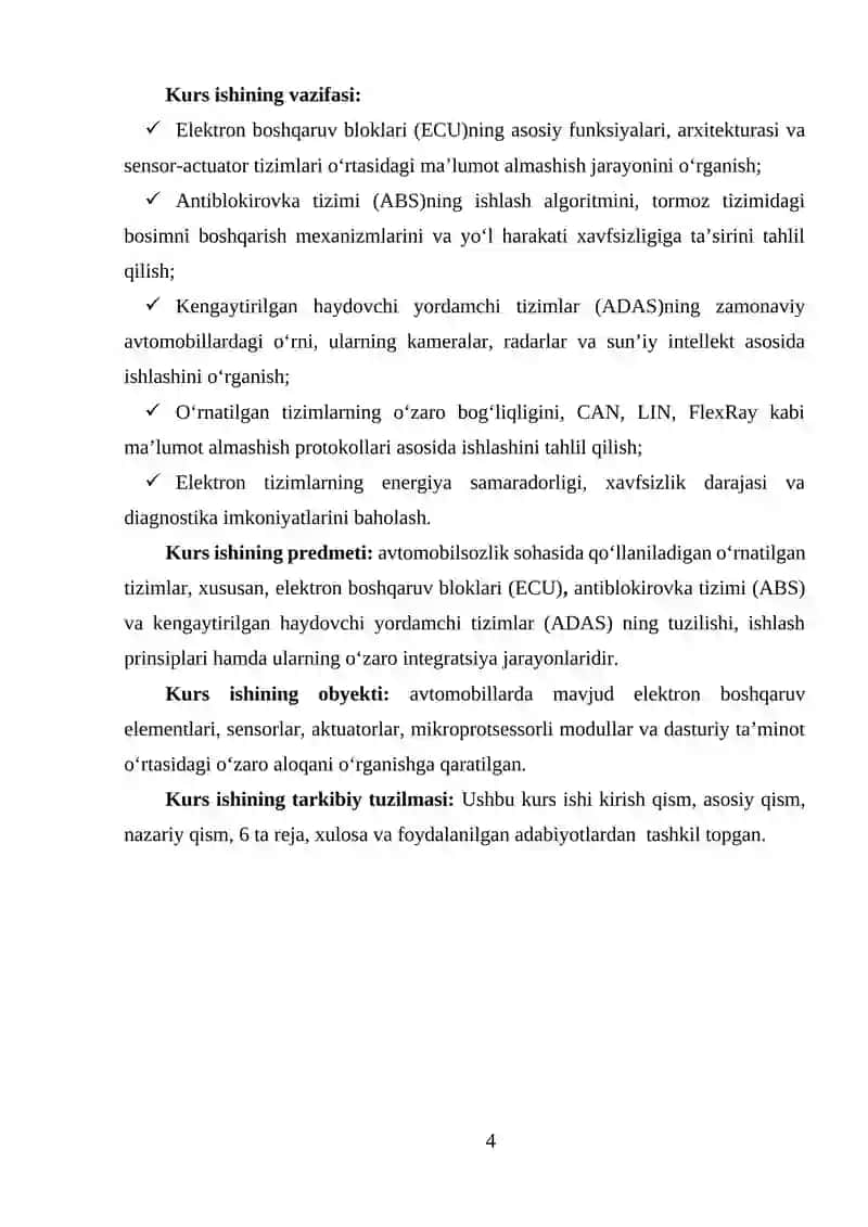 AVTOMOBILSOZLIKDA O‘RNATILGAN TIZIMLAR (ECU, ABS, ADAS) 3