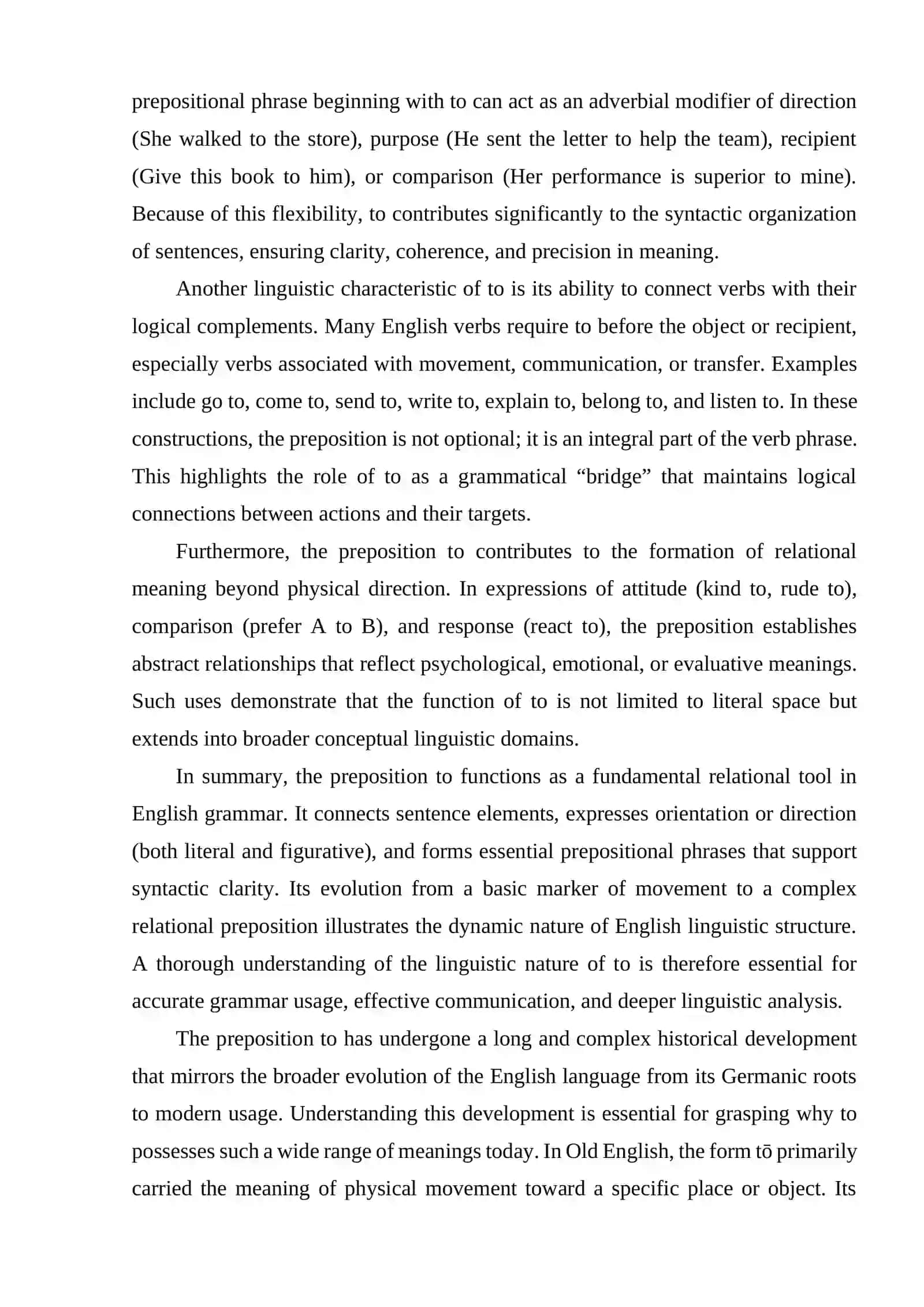 The Linguistic Nature and Functions of the Preposition TO 3