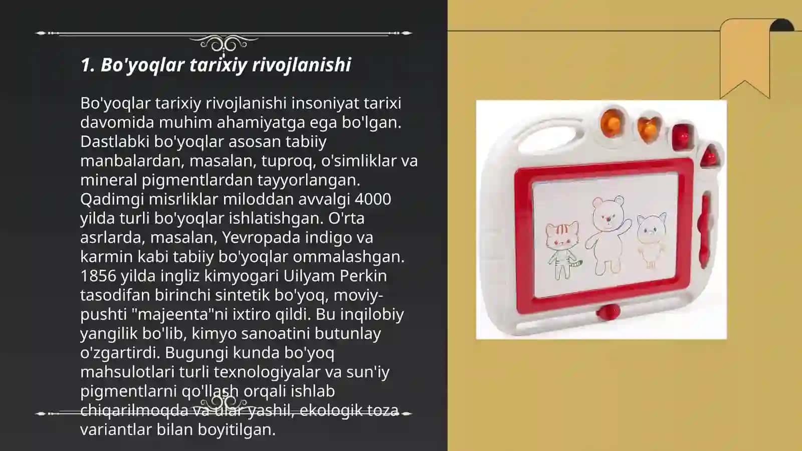 Bo'yoqlarni olish texnalogiyasi 3