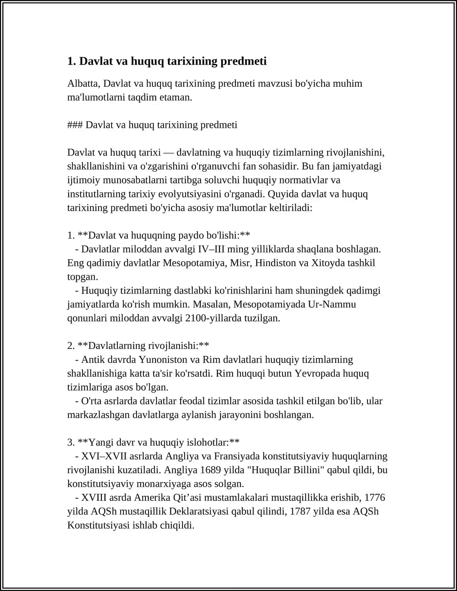 DAVLAT VA HUQUQ TARIXI FANINING PREDMETI,METODI VA VAZIFALARI 3