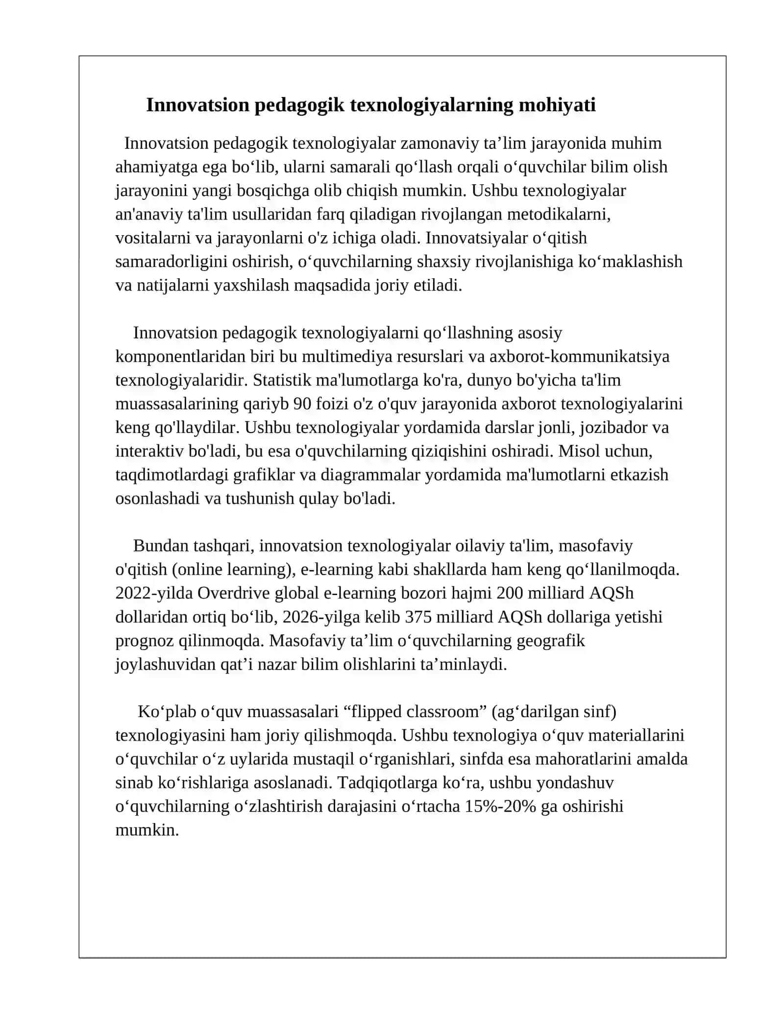 INNOVATSION PEDAGOGIK TEXNOLOGIYALARNI DARS JARAYONIDA SAMARALI QOʻLLASH 3