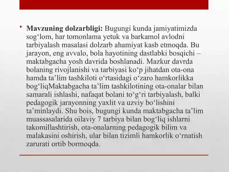 MAKTABGACHA TA’LIM TASHKILOTLARIDA BOLALARNING OTA – ONALAR BILAN ISHLASHI 3