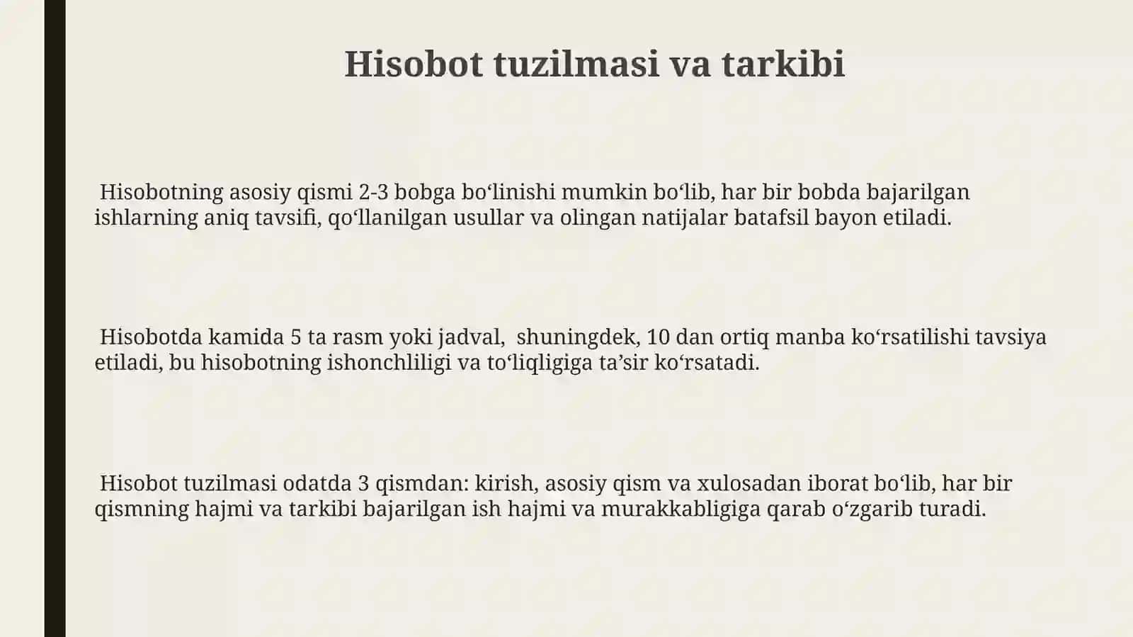 Hisobot tayyorlash 3
