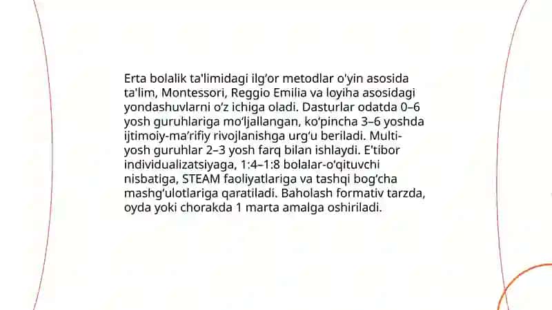 Erta bolalik ta'limidagi ilg'or metodlar 3