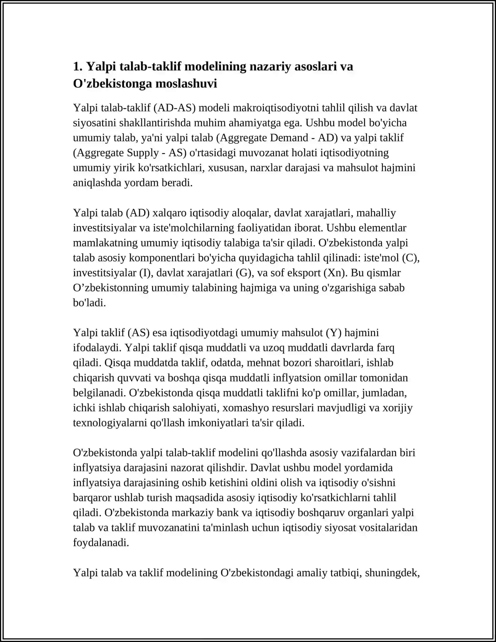 Yalpi talab-taklif modeli 3