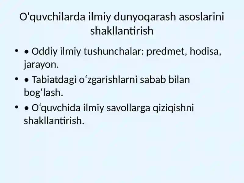1-sinf Tabiiy fanlar fani: Maqsad va vazifalar 3