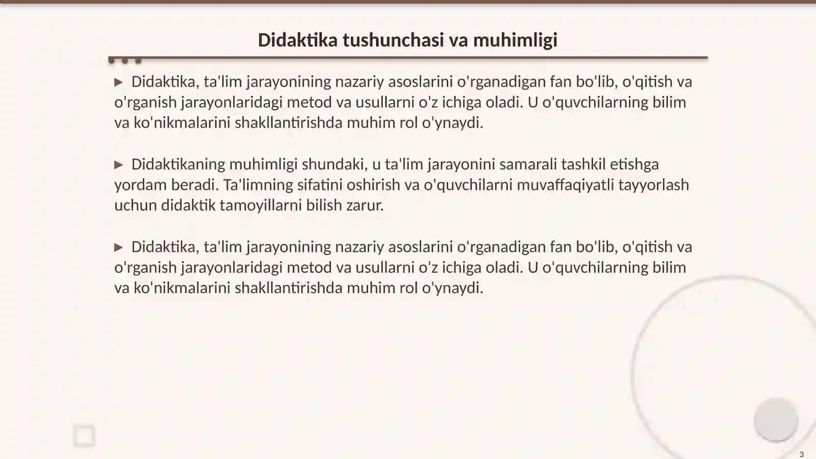 Didaktika-pedagogik ta‘lim nazariyasi 3