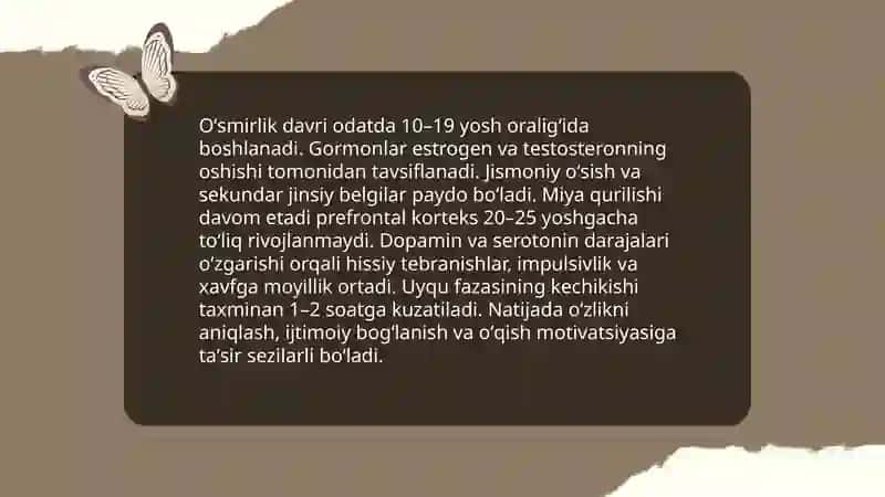 Oʻsmirlik va oʻspirinlik psixologiyasi 3