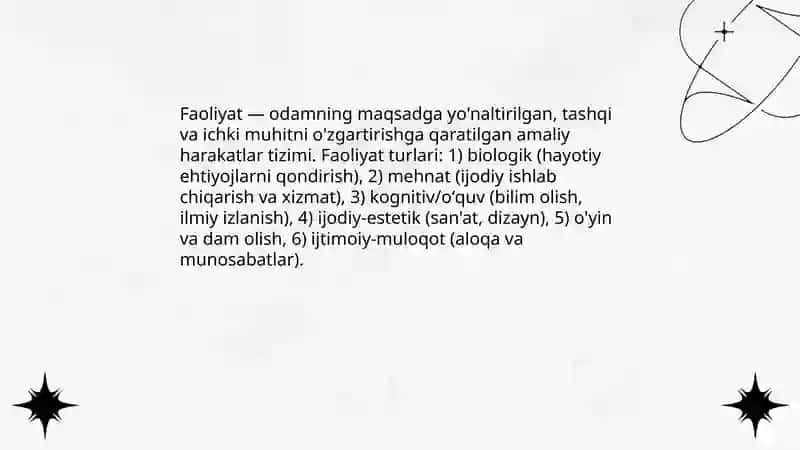 Faoliyat va mativatsiya. Muloqat 3