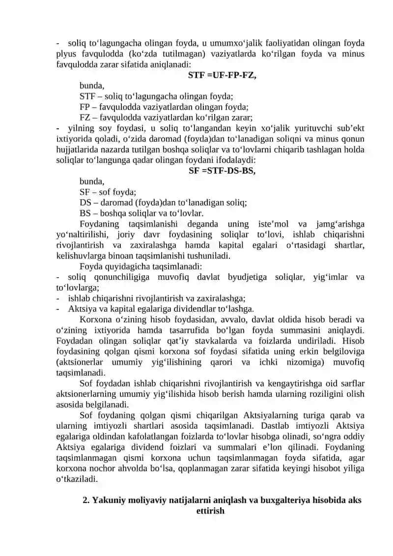 Moliyaviy natijalar hisobi. Moliyaviy hisobot 3