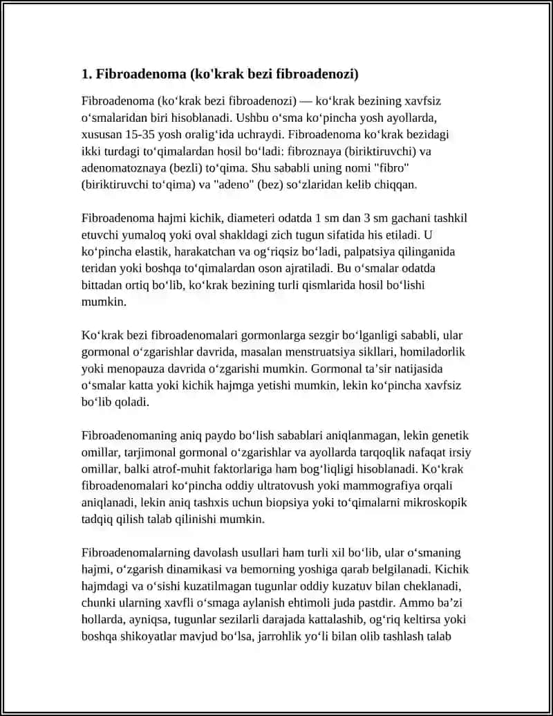 KO'KRAK BEZI XAVFSIZ OʻSMALARI 3