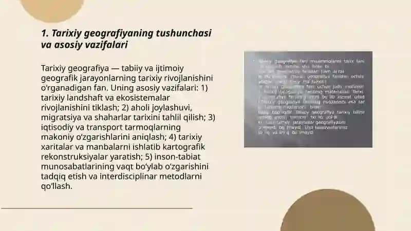 Tarixiy geografiyaning vazifalari va asosiy boʻlimlari 3