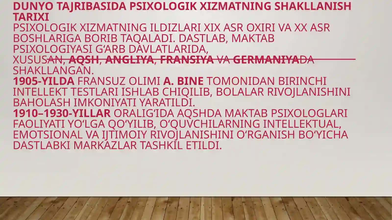 Ta’lim muassasalarida psixologik xizmat shakllanish tarix 3