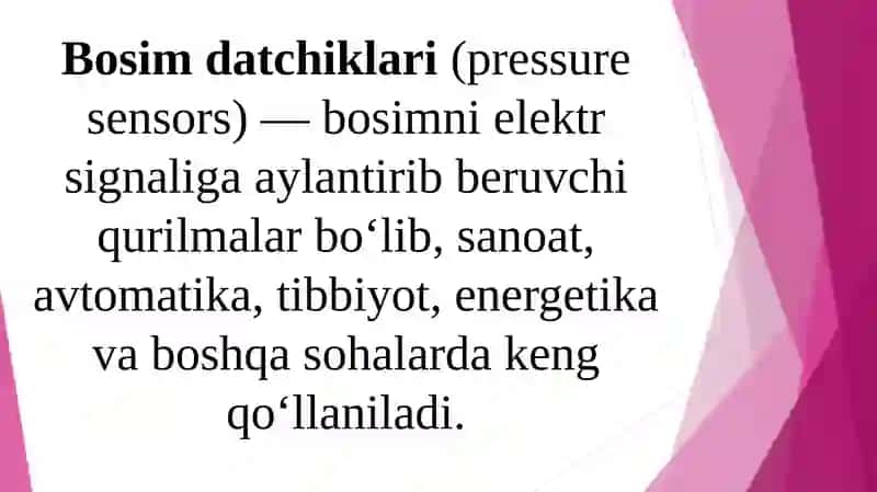 Bosimni qattiq jismli datchiklarining xarakteristikalari 3