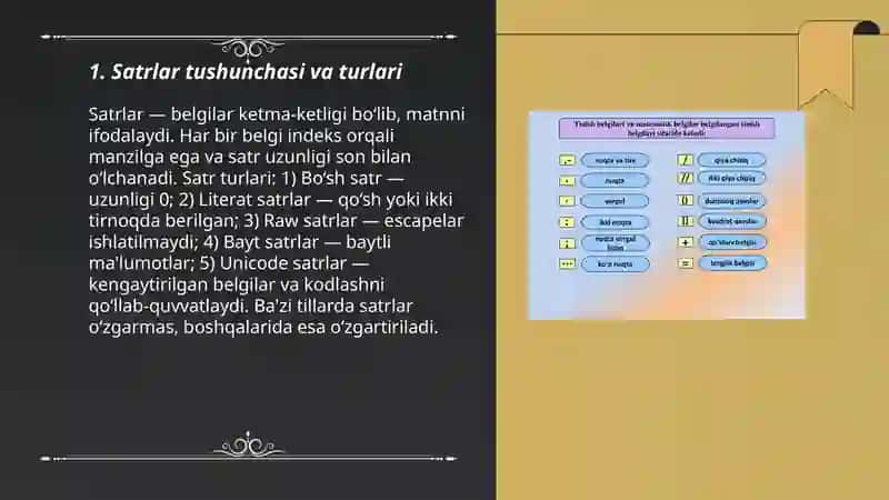 Satrlar va kengaytirilgan belgilar 3