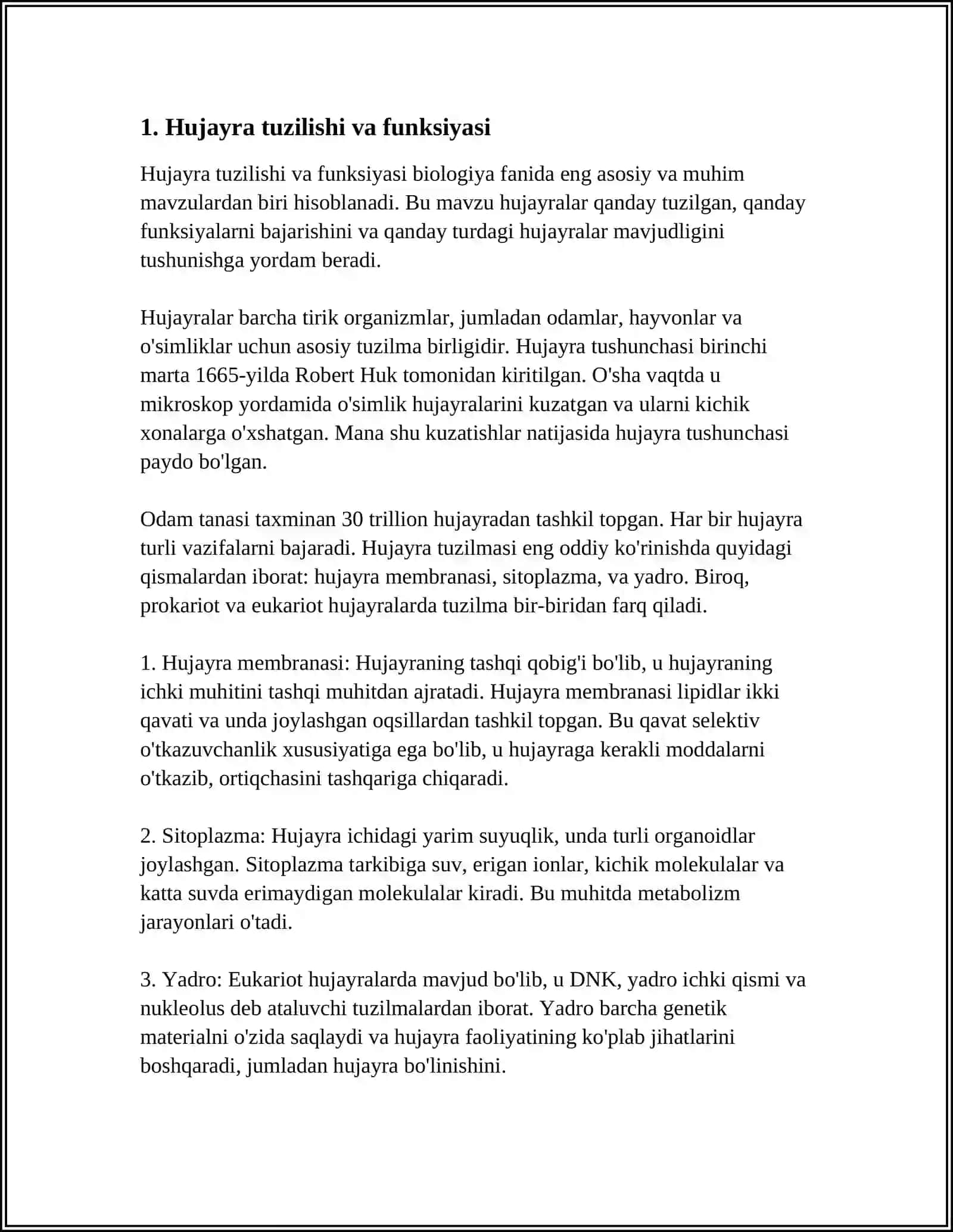 Hujayra va uning tuzilishi 3