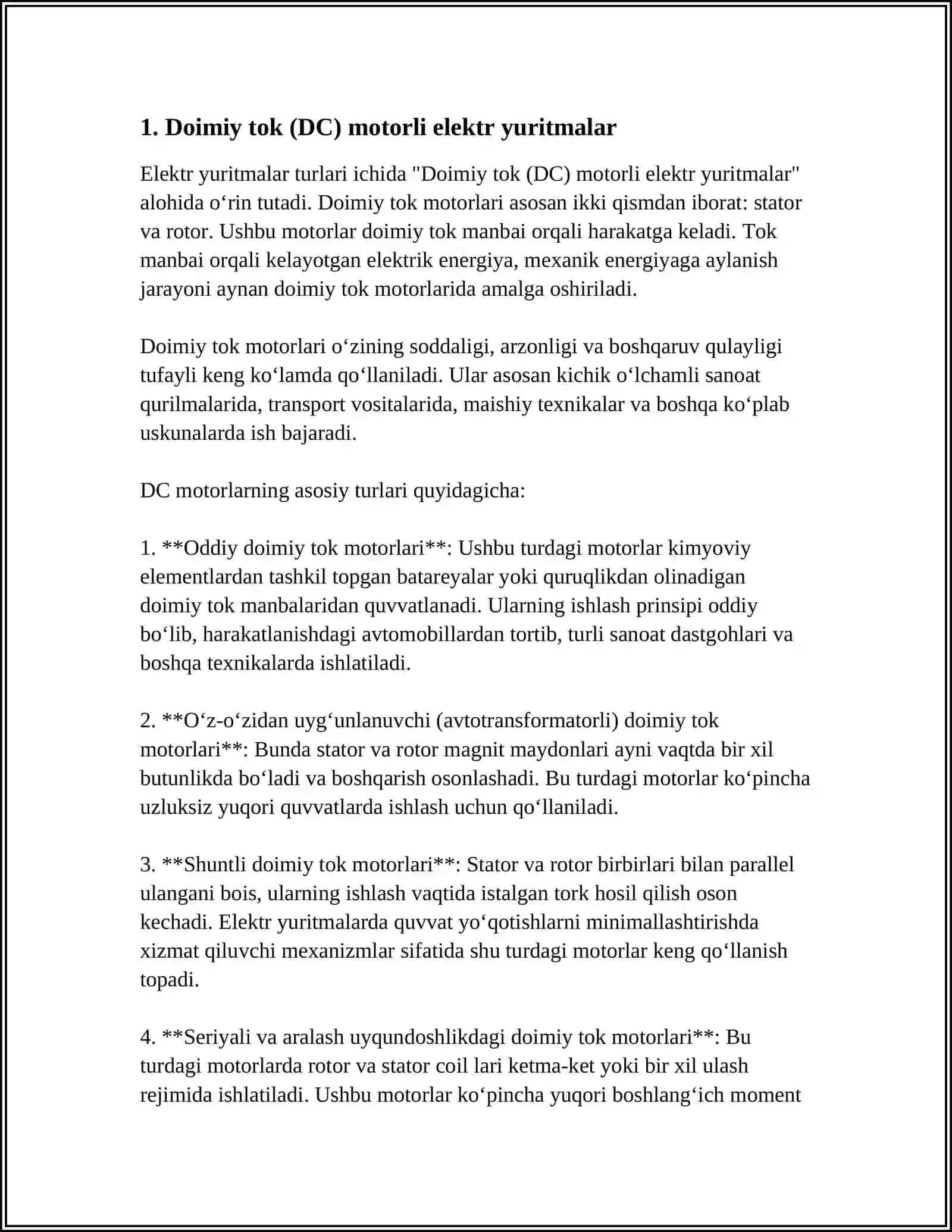 ELEKTR YURITMALAR TURLARI 3