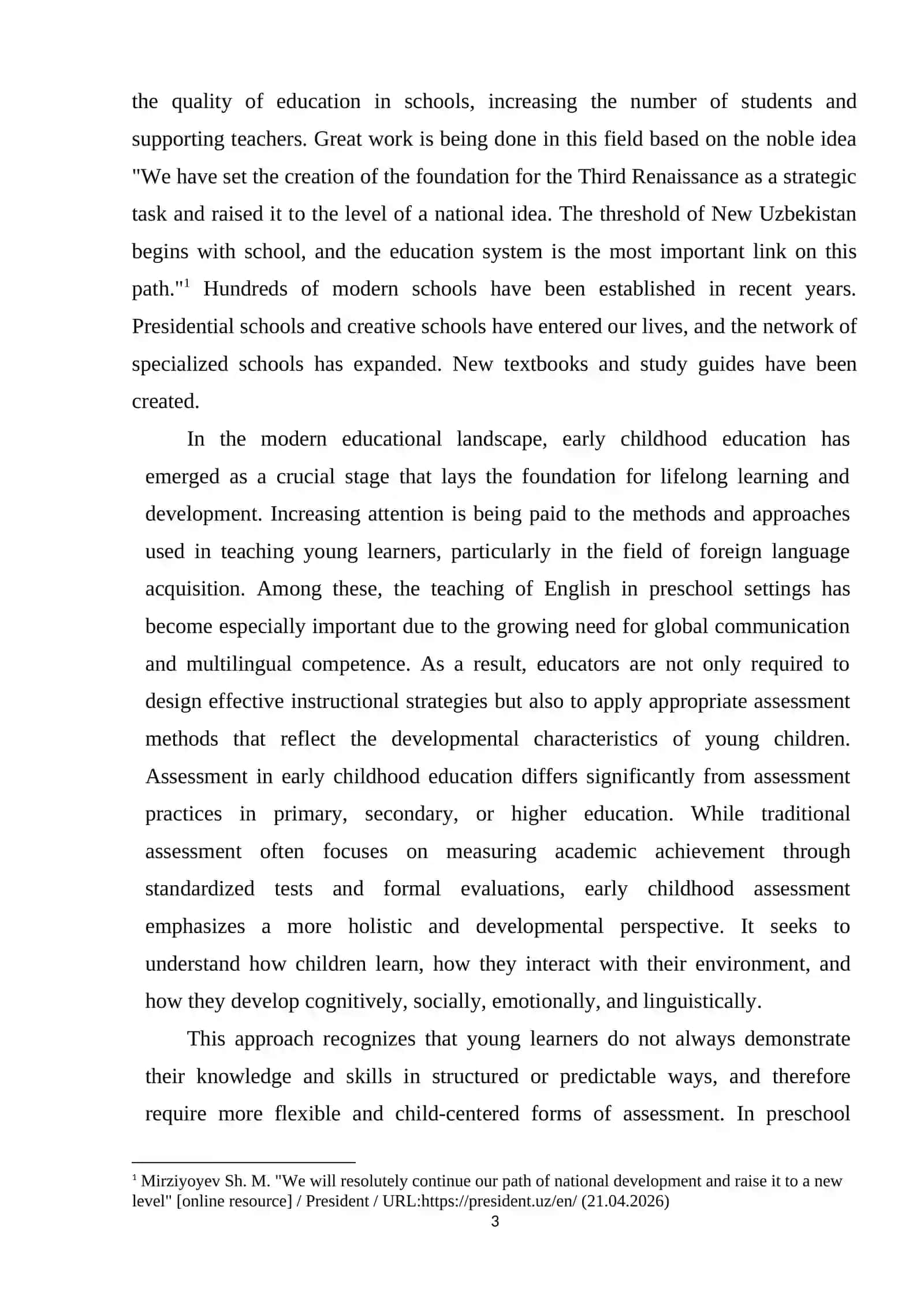 COURSEWORK: OBSERVATION AS AN ASSESSMENT TOOL IN PRESCHOOL ENGLISH CLASSROOMS 3